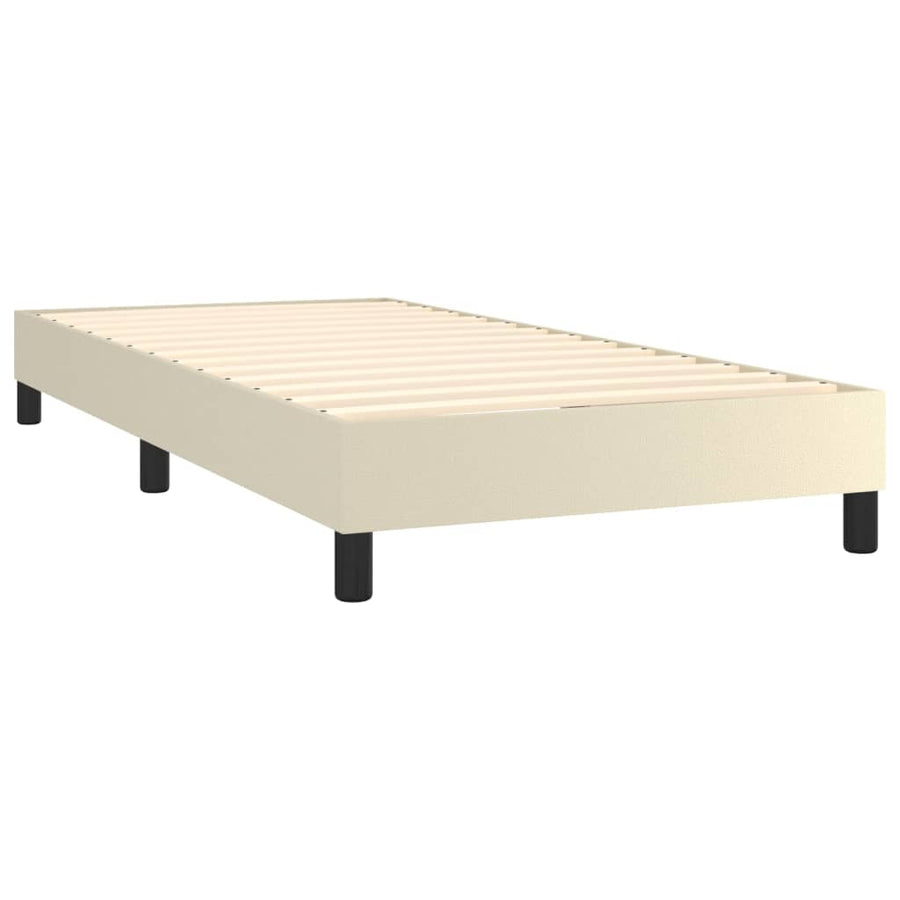 Boxspring Met Matras Kunstleer Crèmekleurig 90X190 Cm 90 x 190 cm
