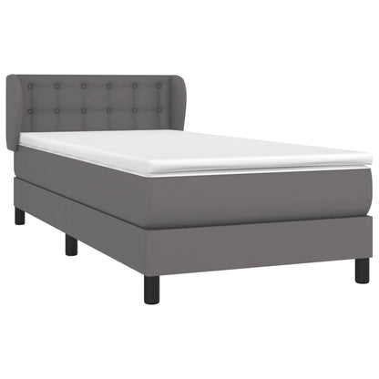 Boxspring Met Matras Kunstleer Grijs 90 x 190 cm Knopen