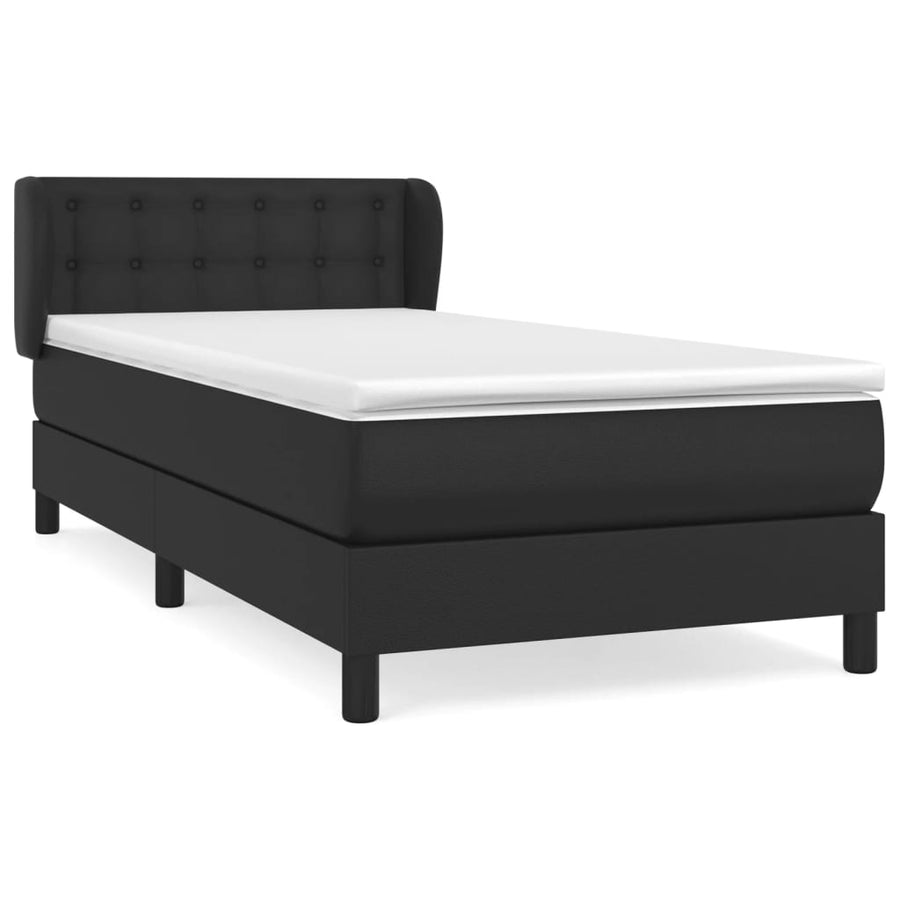 Boxspring Met Matras Kunstleer Zwart 90 x 200 cm Knopen