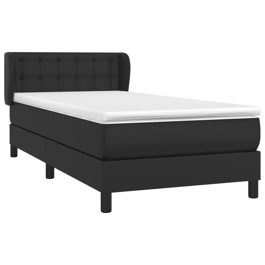 Boxspring Met Matras Kunstleer Zwart 90 x 200 cm Knopen