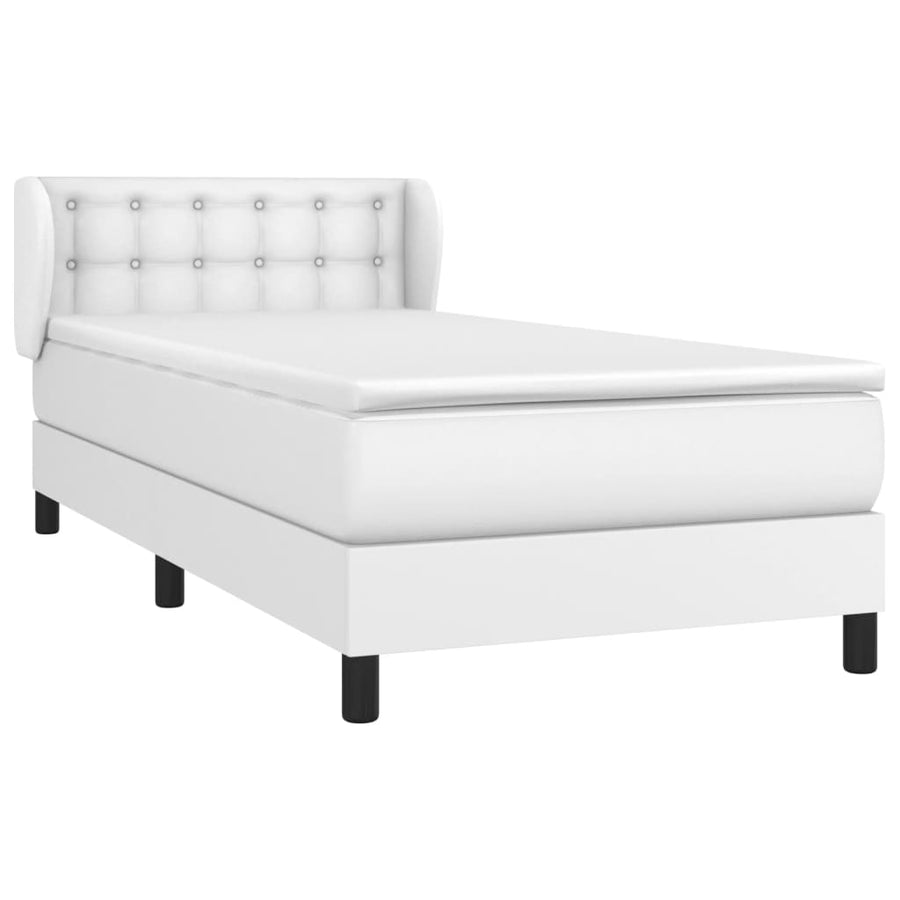 Boxspring Met Matras Kunstleer Wit 90 x 200 cm Knopen