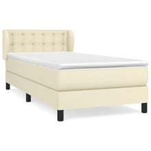 Boxspring Met Matras Kunstleer Kleurig Crème 90 x 200 cm Knopen