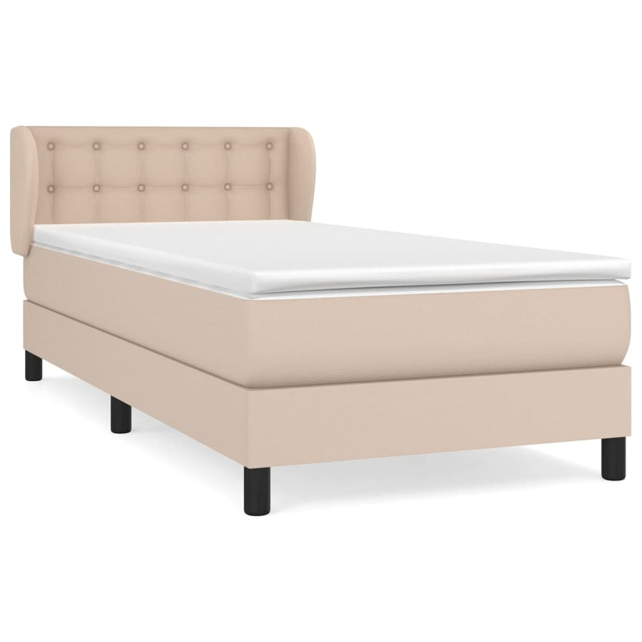 Boxspring Met Matras Kunstleer Kleurig Cappuccino 90 x 200 cm Knopen
