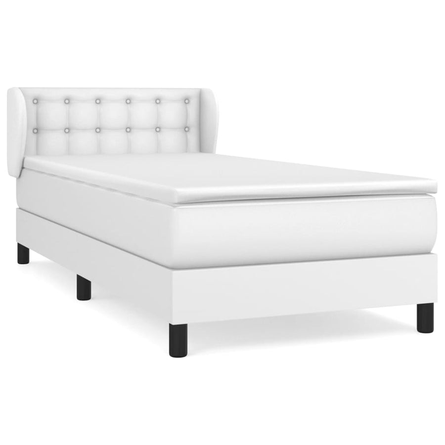 Boxspring Met Matras Kunstleer Wit 100 x 200 cm Knopen
