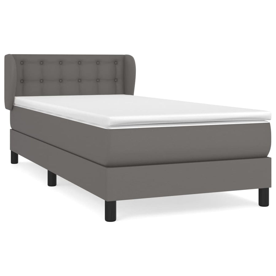 Boxspring Met Matras Kunstleer Grijs 100 x 200 cm Knopen