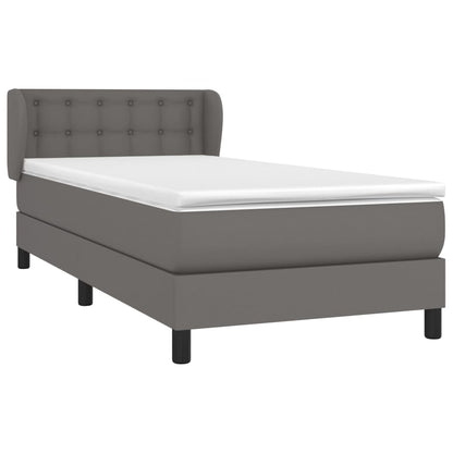 Boxspring Met Matras Kunstleer Grijs 100 x 200 cm Knopen