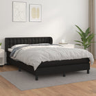 Boxspring Met Matras Kunstleer Zwart 140 x 190 cm Knopen