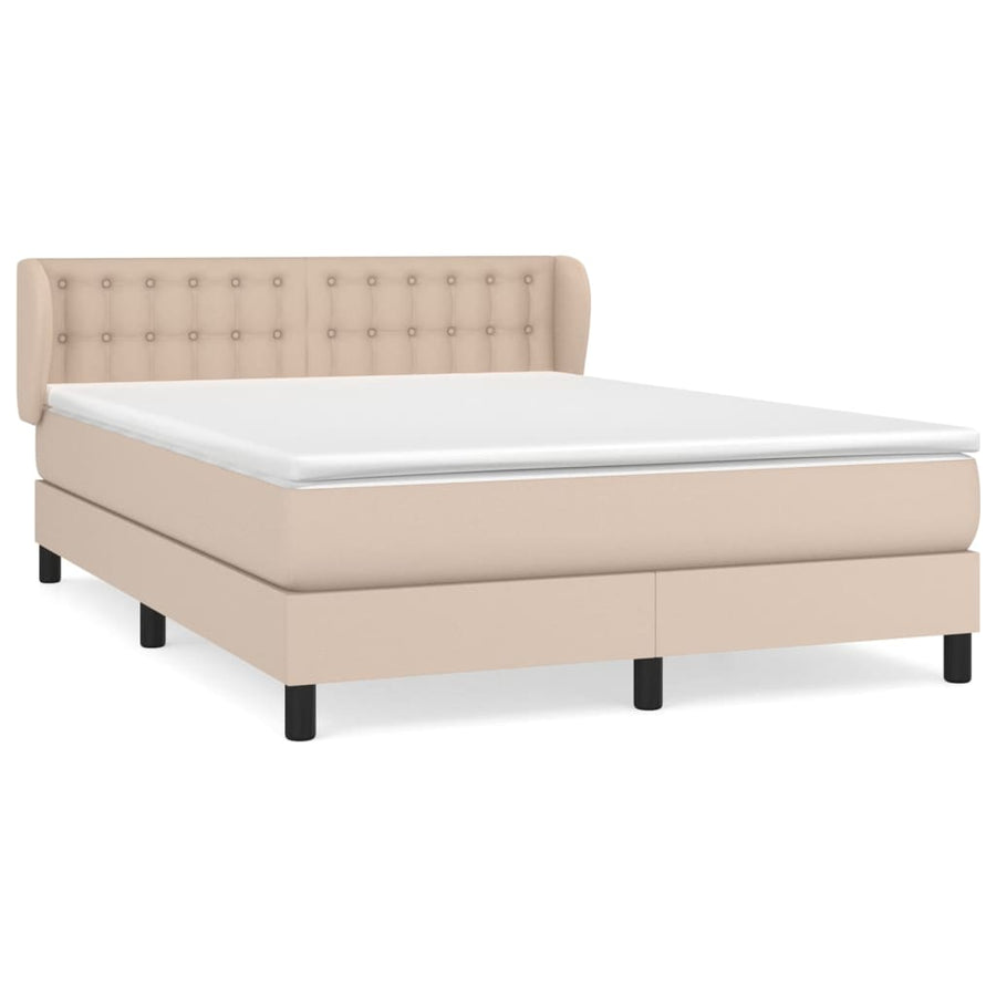 Boxspring Met Matras Kunstleer Kleurig Cappuccino 140 x 190 cm Knopen