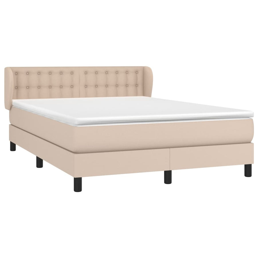 Boxspring Met Matras Kunstleer Kleurig Cappuccino 140 x 190 cm Knopen