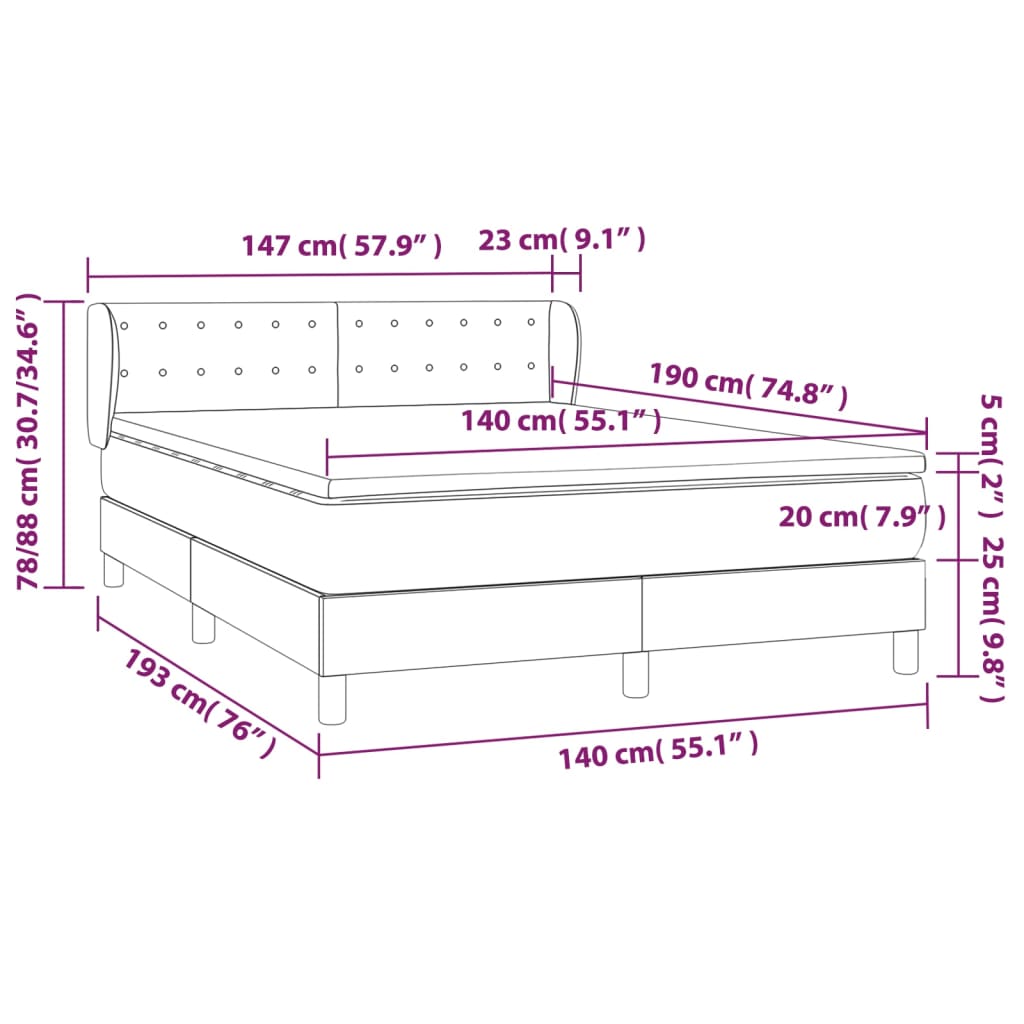 Boxspring Met Matras Kunstleer Kleurig Cappuccino 140 x 190 cm Knopen