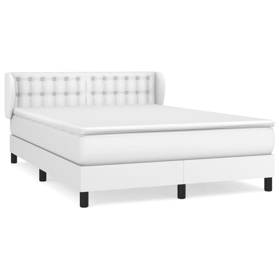 Boxspring Met Matras Kunstleer Wit 140 x 200 cm Knopen