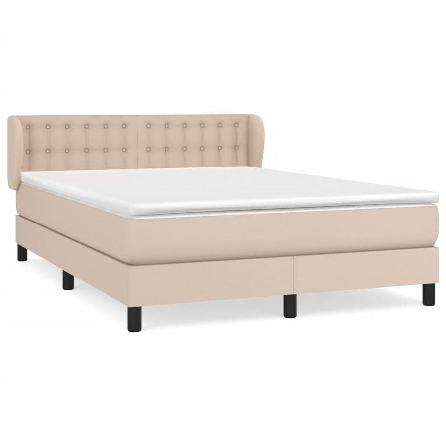 Boxspring Met Matras Kunstleer Kleurig Cappuccino 140 x 200 cm Knopen