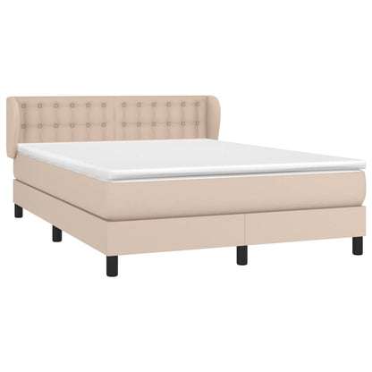 Boxspring Met Matras Kunstleer Kleurig Cappuccino 140 x 200 cm Knopen