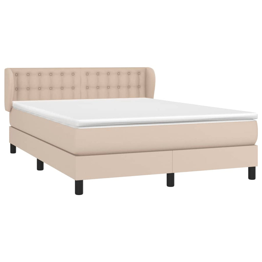 Boxspring Met Matras Kunstleer Kleurig Cappuccino 140 x 200 cm Knopen