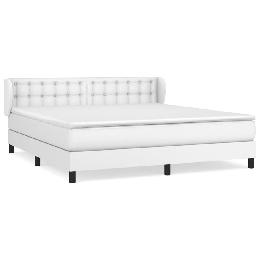 Boxspring Met Matras Kunstleer Wit 160 x 200 cm Knopen
