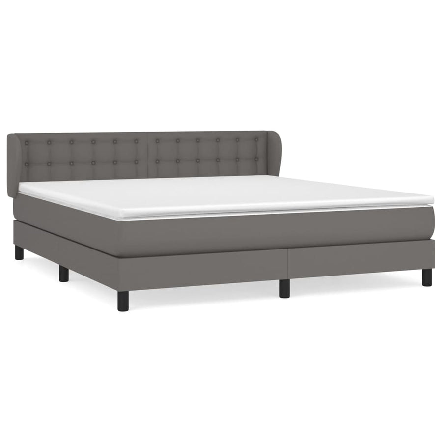 Boxspring Met Matras Kunstleer Grijs 160 x 200 cm Knopen