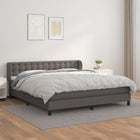 Boxspring Met Matras Kunstleer Grijs 160 x 200 cm Knopen