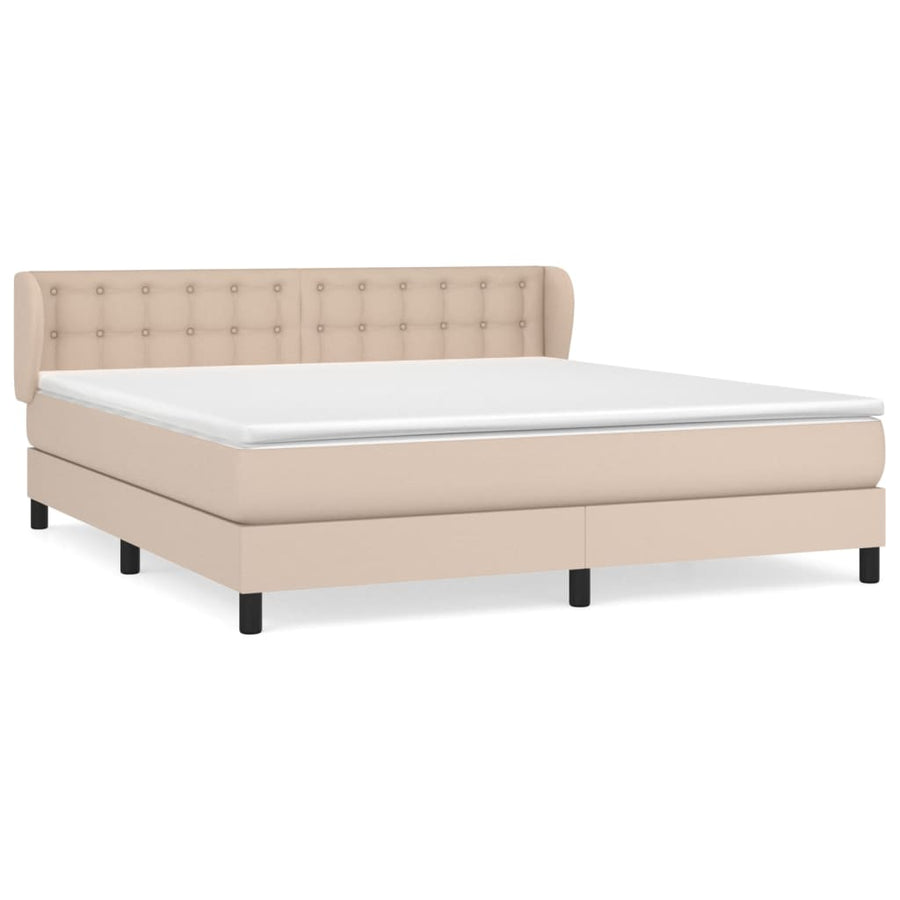 Boxspring Met Matras Kunstleer Kleurig Cappuccino 160 x 200 cm Knopen