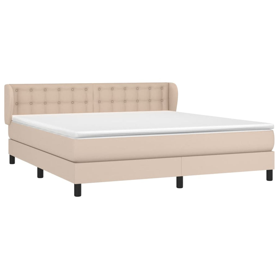 Boxspring Met Matras Kunstleer Kleurig Cappuccino 160 x 200 cm Knopen