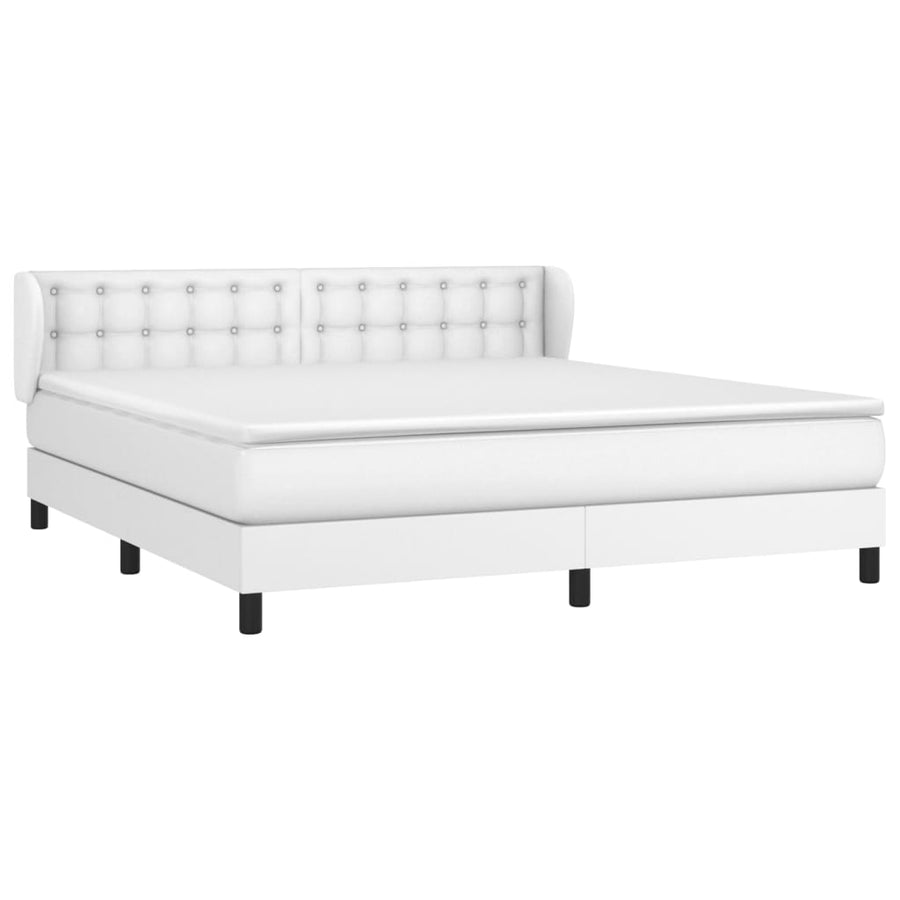 Boxspring Met Matras Kunstleer Wit 180 x 200 cm Knopen