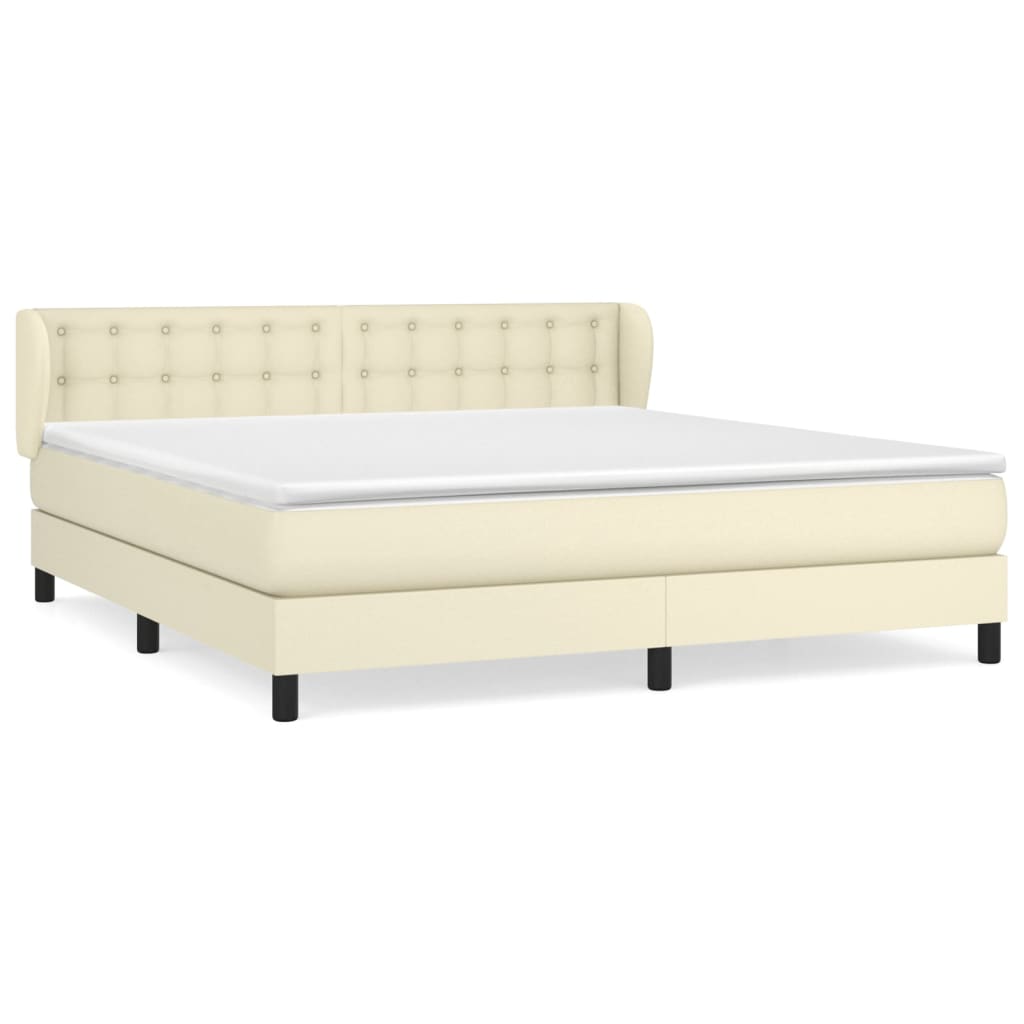 Boxspring Met Matras Kunstleer Crèmekleurig 180X200 Cm 180 x 200 cm