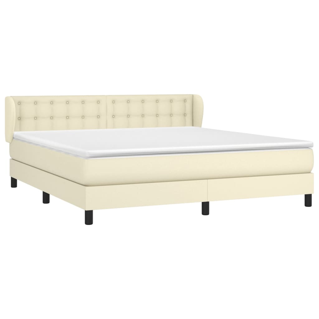 Boxspring Met Matras Kunstleer Crèmekleurig 180X200 Cm 180 x 200 cm