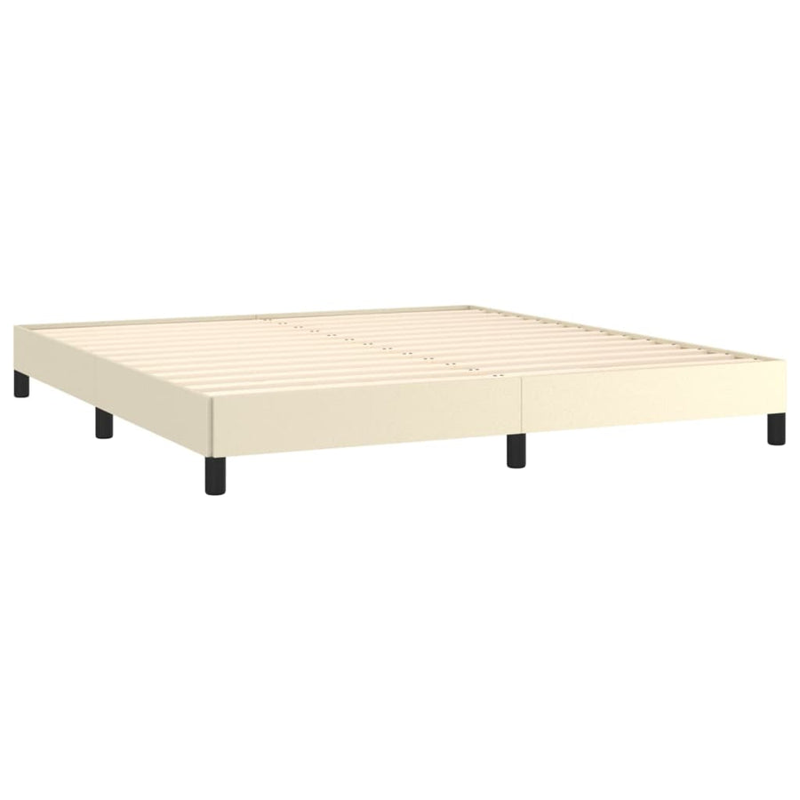 Boxspring Met Matras Kunstleer Crèmekleurig 180X200 Cm 180 x 200 cm