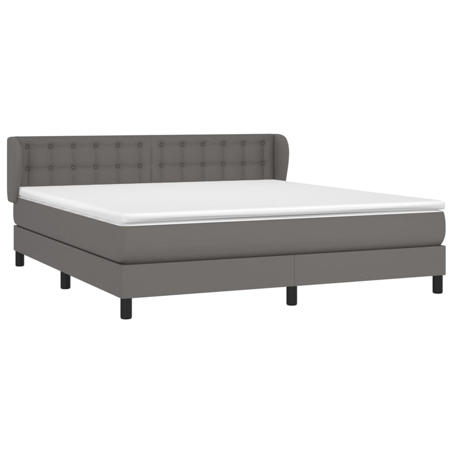Boxspring Met Matras Kunstleer Grijs 180 x 200 cm Knopen