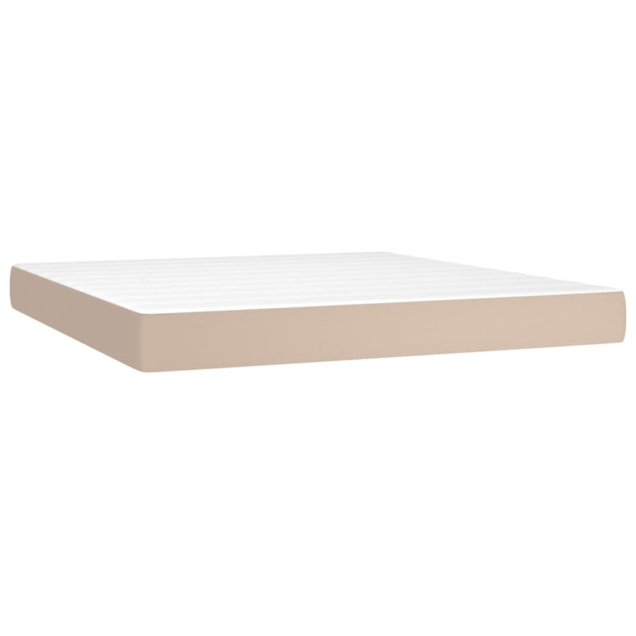 Boxspring Met Matras Kunstleer Kleurig Cappuccino 180 x 200 cm Knopen