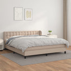 Boxspring Met Matras Kunstleer Kleurig Cappuccino 180 x 200 cm Knopen