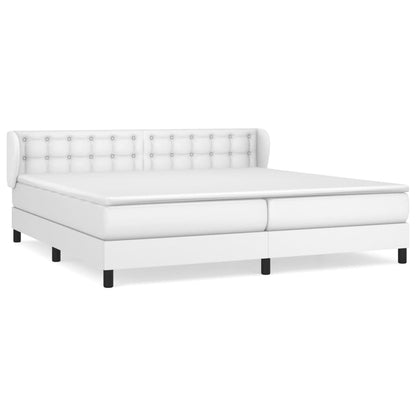 Boxspring Met Matras Kunstleer Wit 200 x 200 cm Knopen