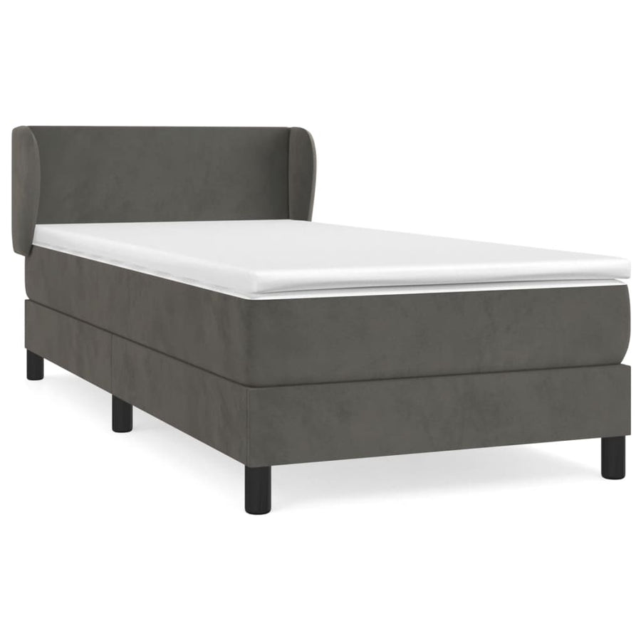 Boxspring Met Matras Fluweel Donkergrijs 90 x 190 cm Effen ontwerp