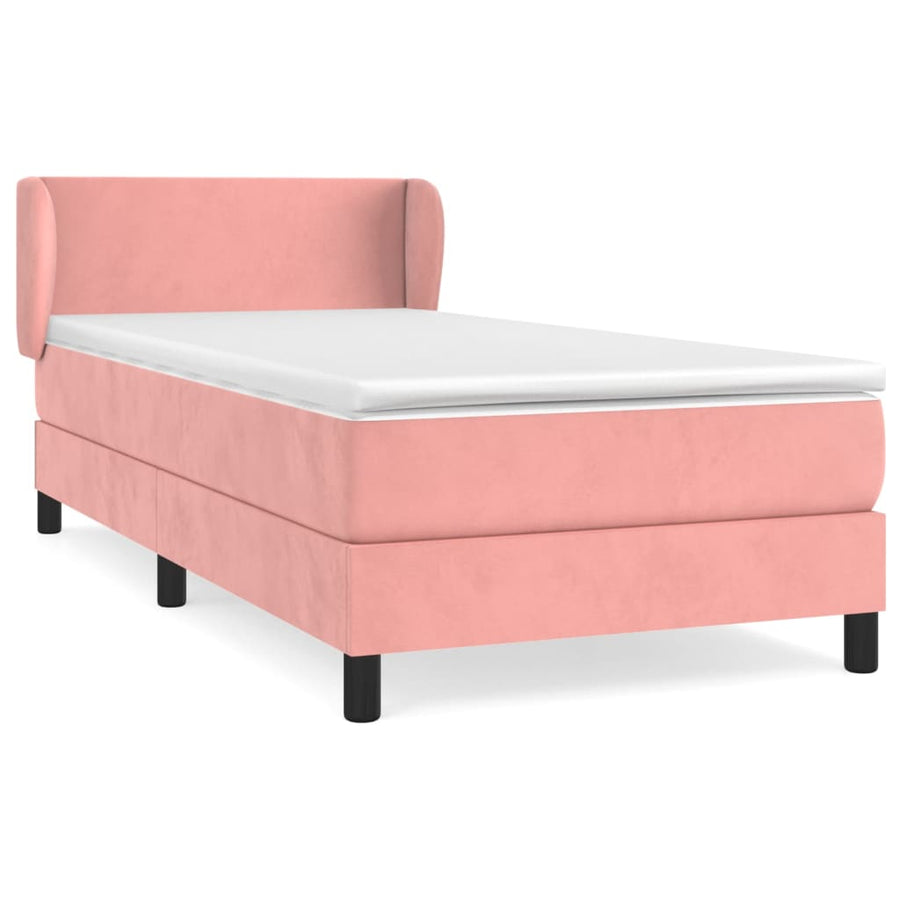 Boxspring Met Matras Fluweel Roze 90 x 190 cm Effen ontwerp