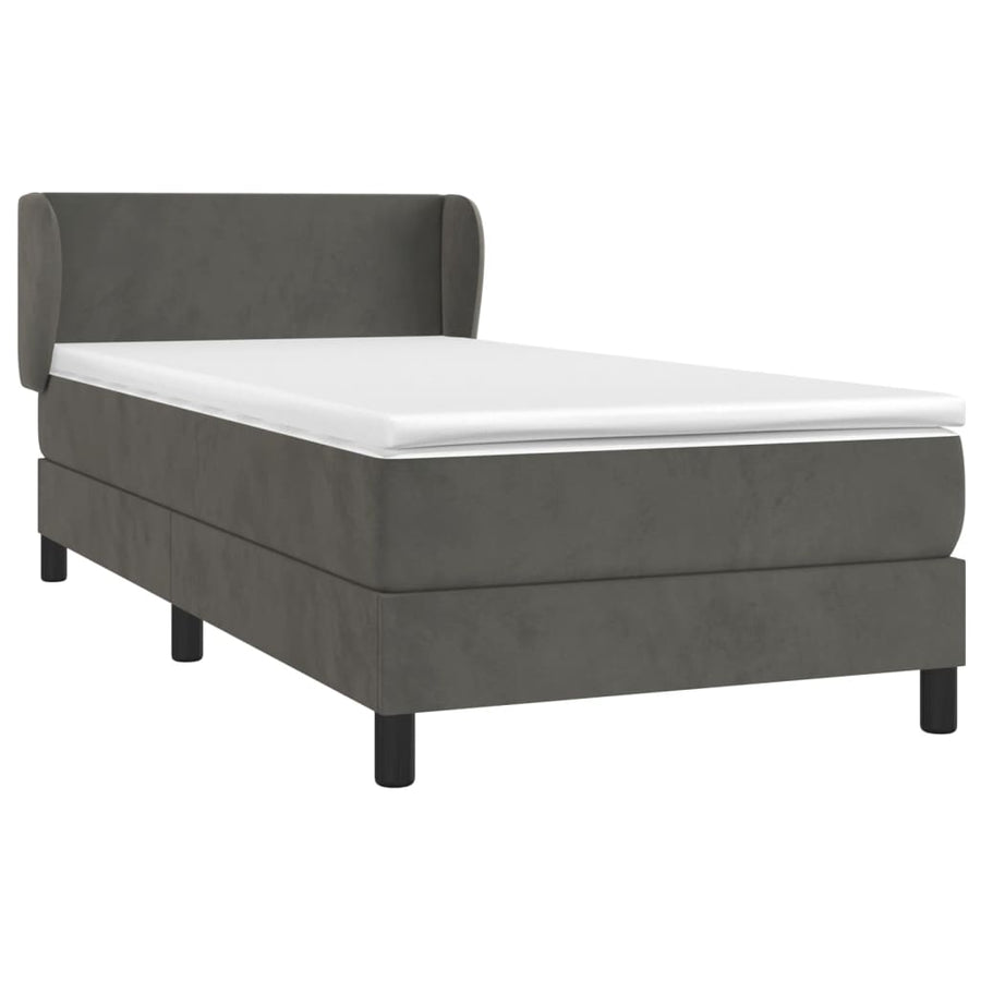 Boxspring Met Matras Fluweel Donkergrijs 90 x 200 cm Effen ontwerp