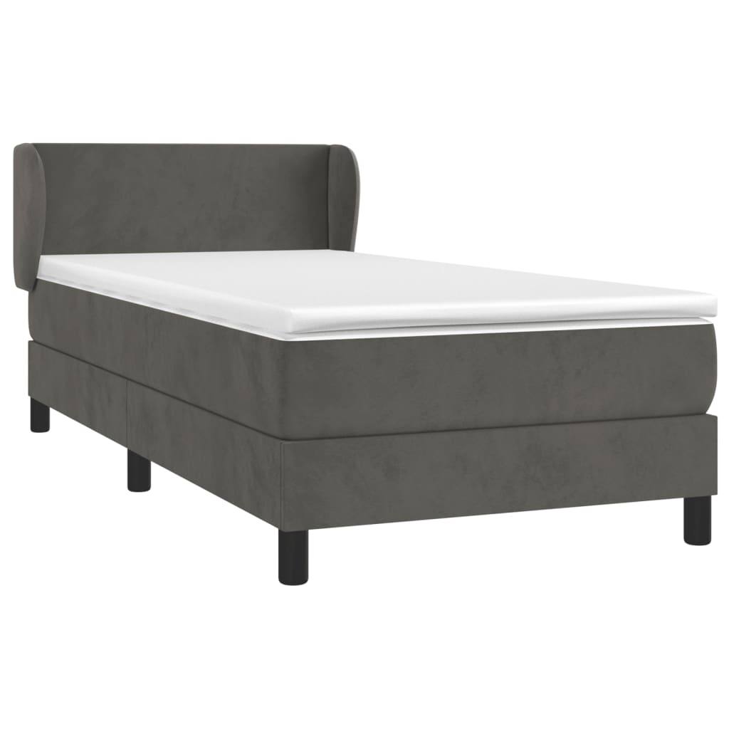 Boxspring Met Matras Fluweel Donkergrijs 100 x 200 cm Effen ontwerp