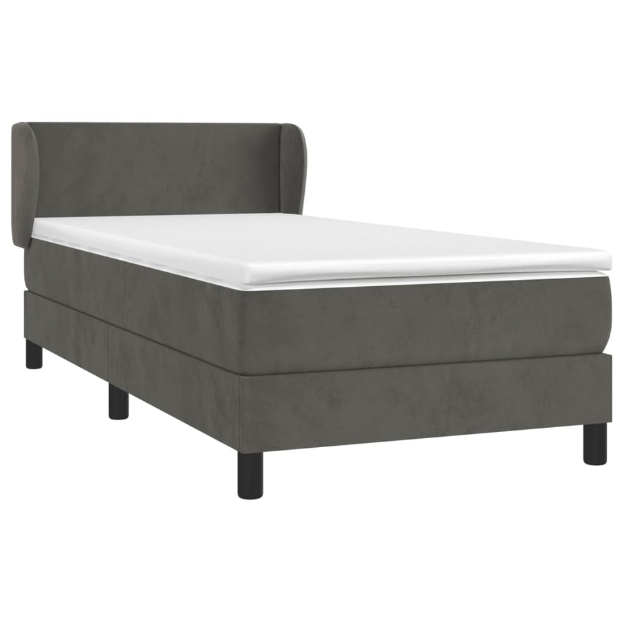 Boxspring Met Matras Fluweel Donkergrijs 100 x 200 cm Effen ontwerp