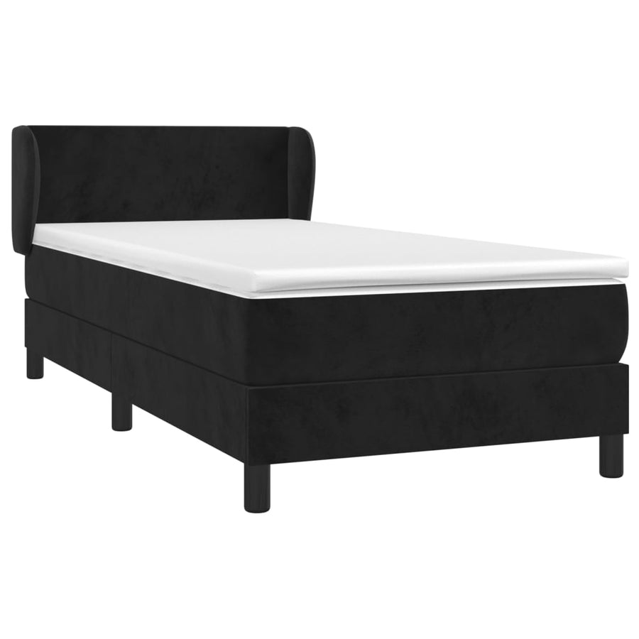 Boxspring Met Matras Fluweel Zwart 100 x 200 cm Effen ontwerp