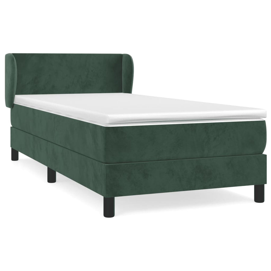 Boxspring Met Matras Fluweel Donkergroen 100 x 200 cm Effen ontwerp