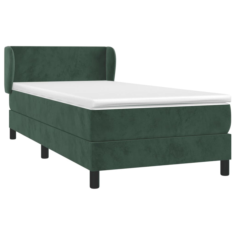 Boxspring Met Matras Fluweel Donkergroen 100 x 200 cm Effen ontwerp