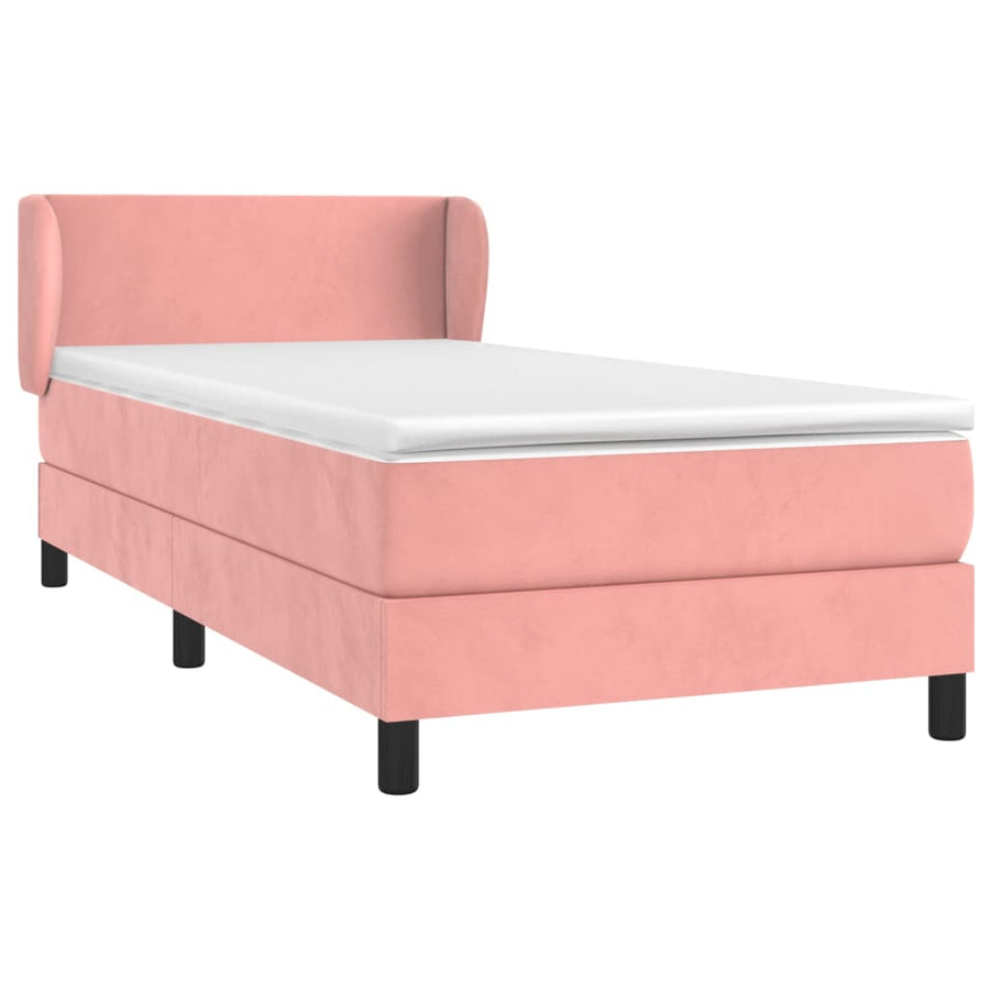 Boxspring Met Matras Fluweel Roze 100X200 Cm 100 x 200 cm Effen ontwerp