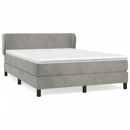 Boxspring Met Matras Fluweel Lichtgrijs 140 x 190 cm Effen ontwerp