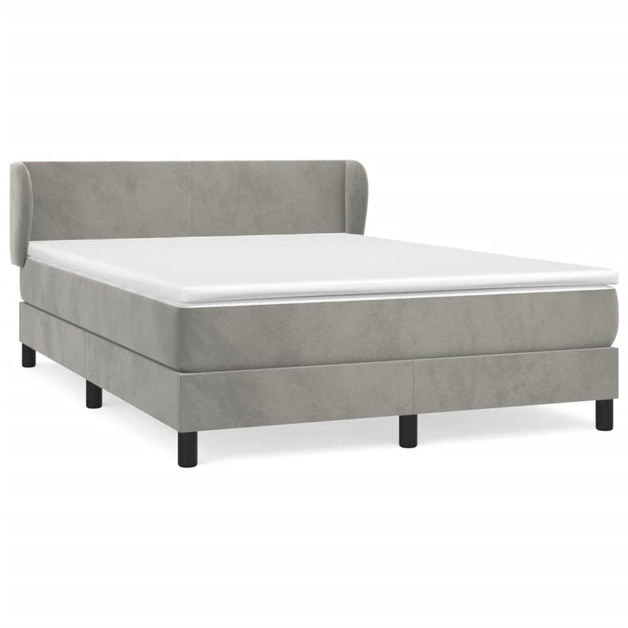 Boxspring Met Matras Fluweel Lichtgrijs 140 x 190 cm Effen ontwerp