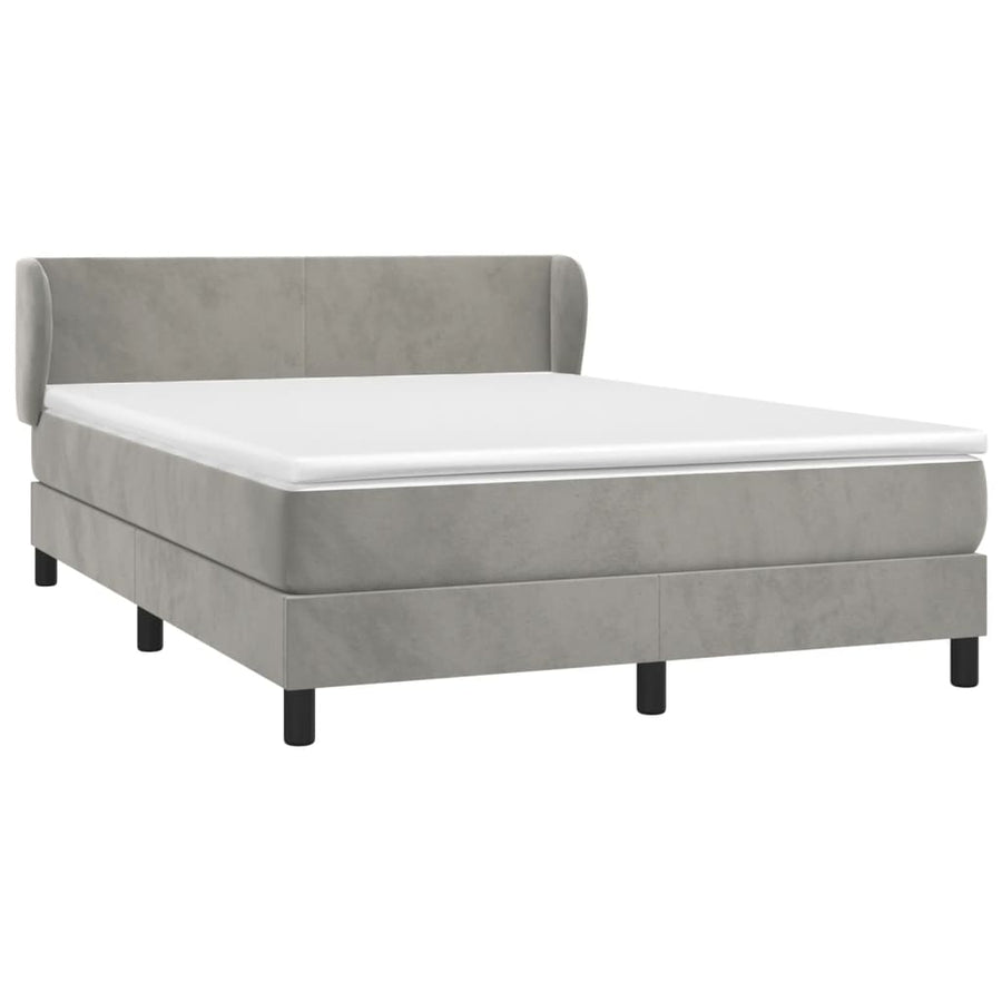 Boxspring Met Matras Fluweel Lichtgrijs 140 x 190 cm Effen ontwerp