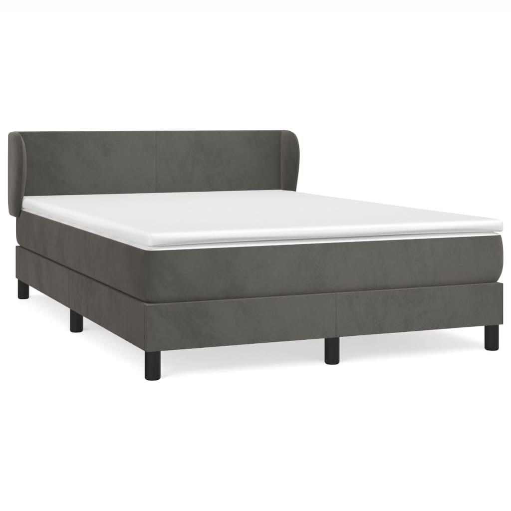 Boxspring met matras fluweel donkergrijs 140x190 cm 140 x 190 cm Donkergrijs
