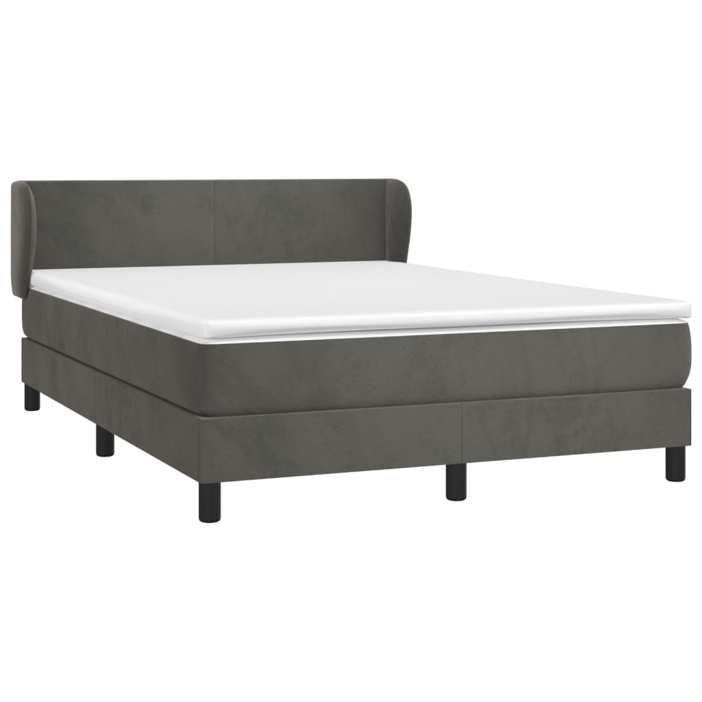 Boxspring met matras fluweel donkergrijs 140x190 cm 140 x 190 cm Donkergrijs