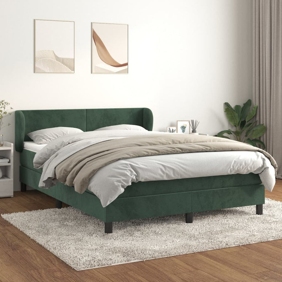 Boxspring Met Matras Fluweel Donkergroen 140 x 190 cm Effen ontwerp