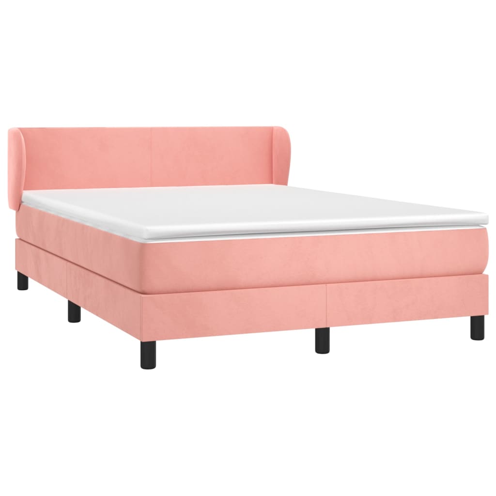 Boxspring Met Matras Fluweel Roze 140 x 190 cm Effen ontwerp