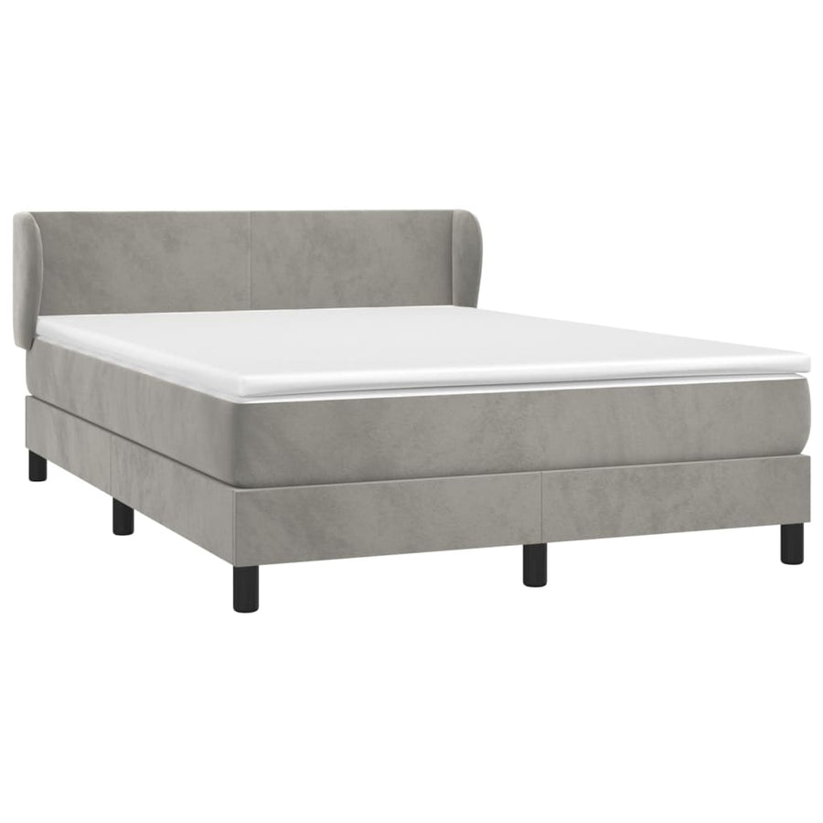 Boxspring Met Matras Fluweel Lichtgrijs 140 x 200 cm Effen ontwerp