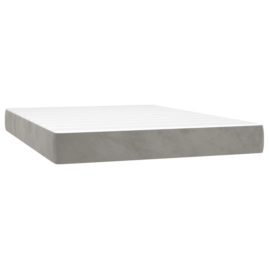 Boxspring Met Matras Fluweel Lichtgrijs 140 x 200 cm Effen ontwerp