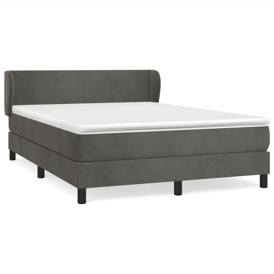 Boxspring Met Matras Fluweel Donkergrijs 140 x 200 cm Effen ontwerp